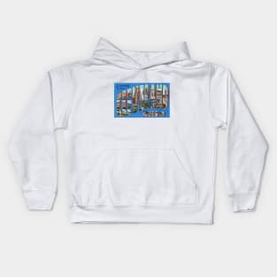 Greetings from Cleveland, Ohio - Vintage Large Letter Postcard Kids Hoodie